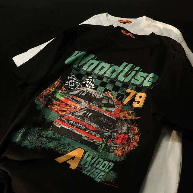 Vintage Car Racing Graphic T Shirts